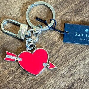 Kate Spade Love Shack Heart Key Chain Fob Bag Charm NWT Metal Heart & Arrow